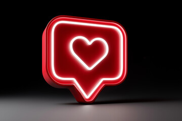 Neon red like icon showing love and social media engagement © Andres Mejia