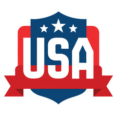 USA American Banner on White Background, vector illustration
