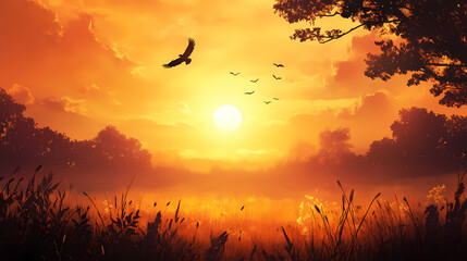 Whispers of the setting sun: a mystical backdrop for a mystery novel. hidden prophecy. illustration. Whispered Prophecy. Illustration