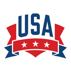 USA American Banner on White Background, vector illustration