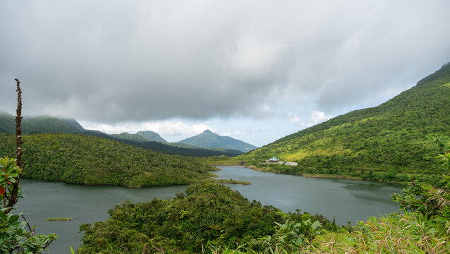 Views along Freshwater Lake Trail on Domica in the Caribbean along Etang