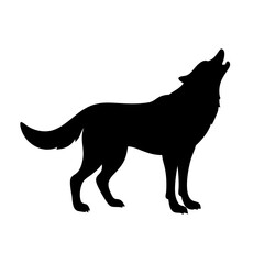Howling wolf silhouette vector illustration, wildlife animal graphic design for print and digital media