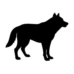 Black wolf silhouette vector illustration, wildlife animal predator graphic design element isolated on white
