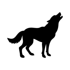 Silhouette of howling wolf vector illustration for wildlife animal nature and predator designs and arts