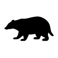 Isolated black silhouette of a bear walking vector illustration wildlife animal design mammal