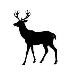 Black deer silhouette vector illustration for wildlife animal nature design and art projects