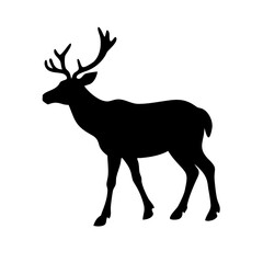 Obraz premium Black deer silhouette vector image for wildlife animal illustration and outdoor design projects use