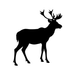 Deer silhouette vector illustration for wildlife design and animal art projects and graphics
