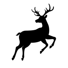 Black silhouette of a majestic deer jumping illustration vector image for design and decoration