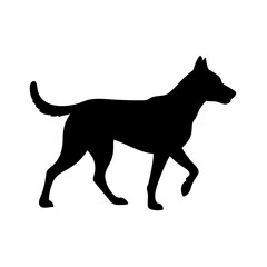 Dog silhouette vector illustration walking pet animal canine domestic mammal breed puppy doggy friend