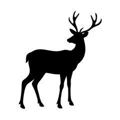 Black deer silhouette illustration for wildlife animal vector design and nature graphic art design