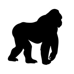 Obraz premium Gorilla silhouette vector illustration for wildlife conservation and animal themes design needs