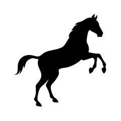Black horse silhouette rearing up vector illustration equestrian animal design graphic art