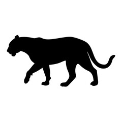 Fototapeta premium Black panther silhouette vector illustration of walking big cat predator animal design graphic art