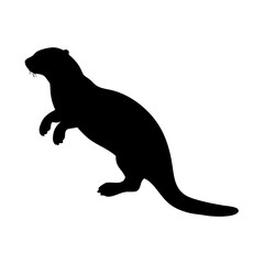 Otter silhouette vector illustration, river otter clip art, sea otter graphic design element