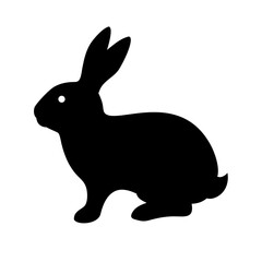 Black rabbit silhouette vector illustration, easter bunny graphic design, animal clip art, pet drawing