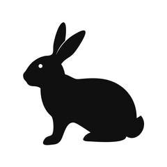 Black rabbit silhouette vector illustration for easter bunny pet animal clip art design icon