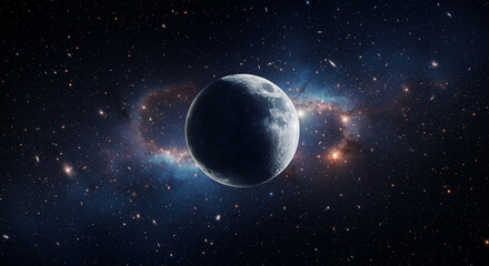 Obraz premium Majestic Moon in Cosmic Nebula Space Wallpaper Astronomy Night Sky