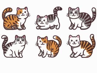 Set of cat on white background vector illustration