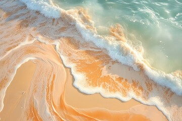 Fototapeta premium Oil Residue Smeared Across Coastline Creating Patterns Against Waves During Daylight