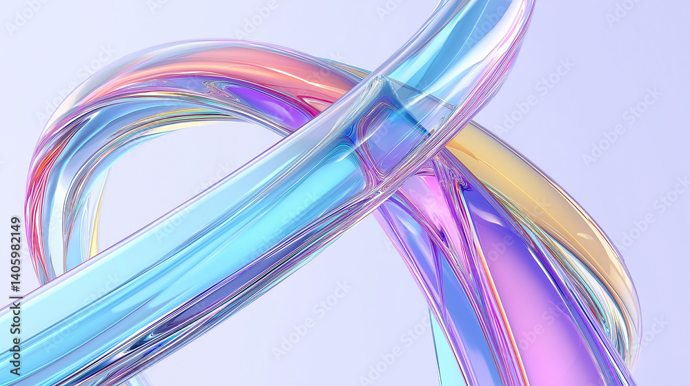 Poster Intertwined abstract shapes creating vibrant and colorful design