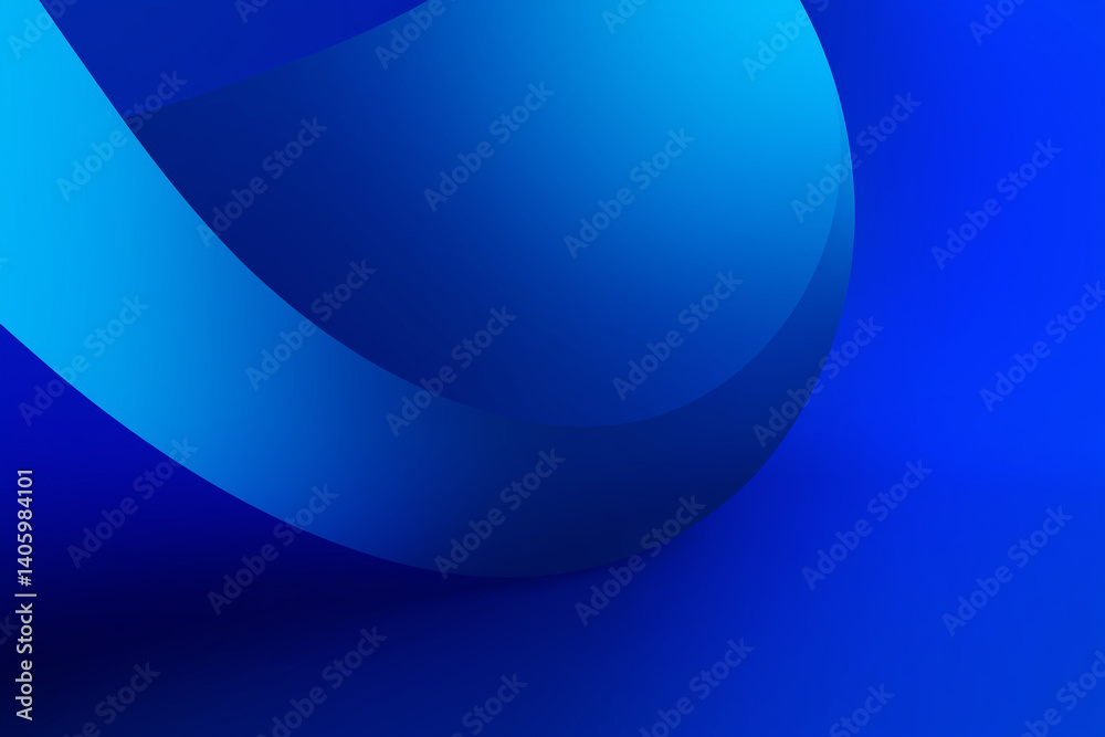 Poster Abstract blue background with flowing, gradient shapes creating dynamic composition
