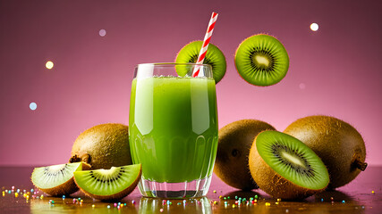 kiwi smoothie. freshly squeezed kiwi juice. fruit illustration	
