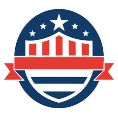 American Style Circular Shield with Stars vector illustration on white background