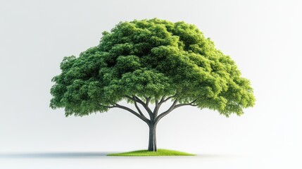 Fototapeta premium A lush green tree standing alone on a small patch of grass perfect for nature and environmenta