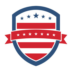 American Style Circular Shield with Stars vector illustration on white background