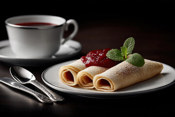 Delicious Pancake Breakfast with Tea 