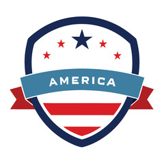 American Style Circular Shield with Stars vector illustration on white background