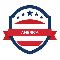 American Style Circular Shield with Stars vector illustration on white background