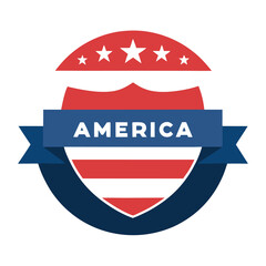 American Style Circular Shield with Stars vector illustration on white background