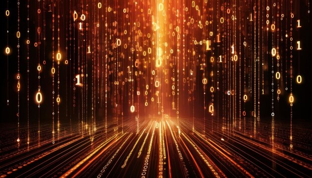 abstract digital binary code, computer matrix data falling numbers concept background, graphic resource