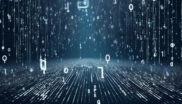 abstract digital binary code, computer matrix data falling numbers concept background, graphic resource