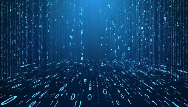 abstract digital binary code, computer matrix data falling numbers concept background, graphic resource