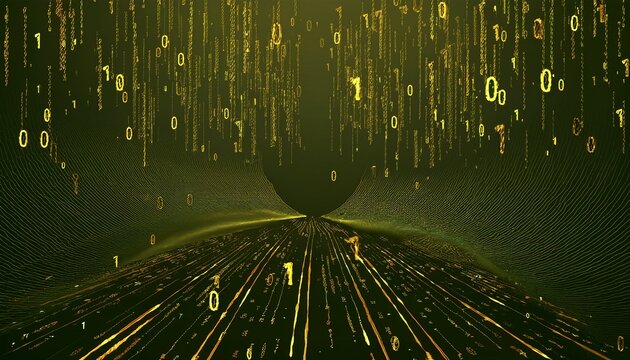 abstract digital binary code, computer matrix data falling numbers concept background, graphic resource