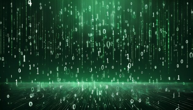 abstract digital binary code, computer matrix data falling numbers concept background, graphic resource
