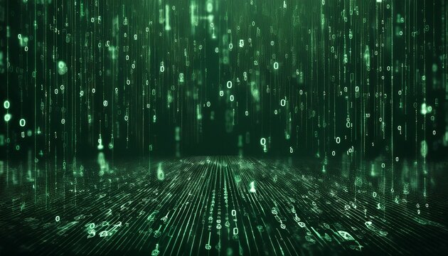 abstract digital binary code, computer matrix data falling numbers concept background, graphic resource