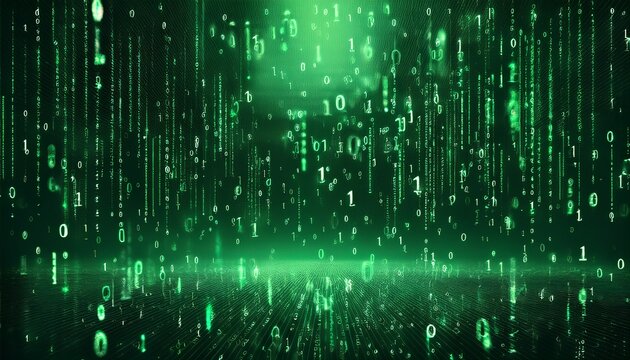 abstract digital binary code, computer matrix data falling numbers concept background, graphic resource