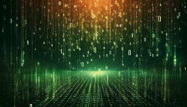 abstract digital binary code, computer matrix data falling numbers concept background, graphic resource