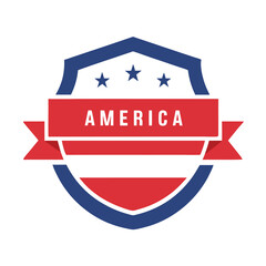 American Style Circular Shield with Stars vector illustration on white background