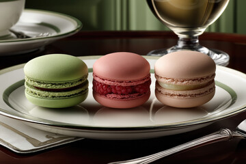 Colorful French Macarons on a Plate