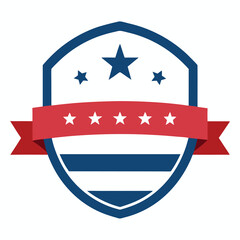 American Style Circular Shield with Stars vector illustration on white background