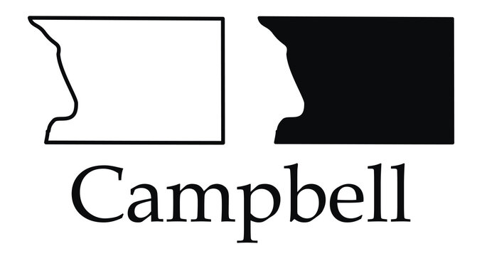 Campbell (South Dakota) city map with black border outline vector