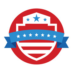 American Style Circular Shield with Stars vector illustration on white background