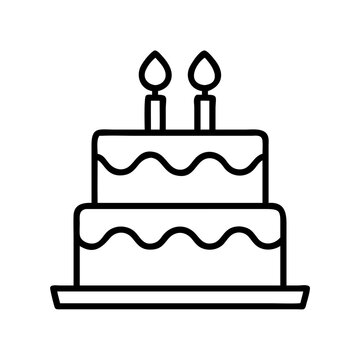 Celebrate birthday with cake vector design two tier cake with candles line art drawing 90