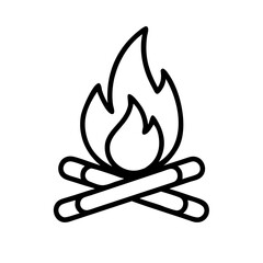 Campfire icon vector illustration, bonfire, camping, flame, fire, wood, outdoor, heat symbol