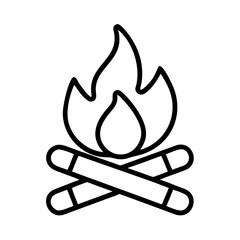 Campfire outline vector graphic for camping fire design and bonfire illustration adventure theme